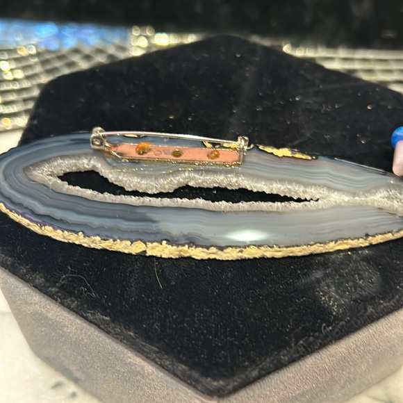 Vintage Artisan Quartz Sliced Stone & Beads Brooch-Boutique - Picture 9 of 9